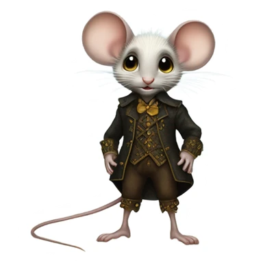 Tom Thumb whimsical fairytale boy mouse skin shoes and thistledown doublet shirt made of spider web sticker