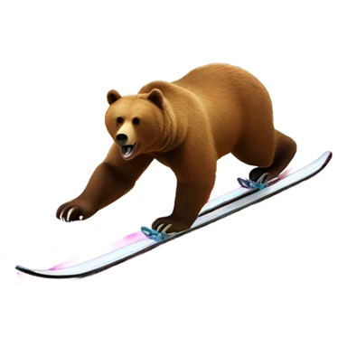Grizzly bear skiing down a mountain made of skittles sticker