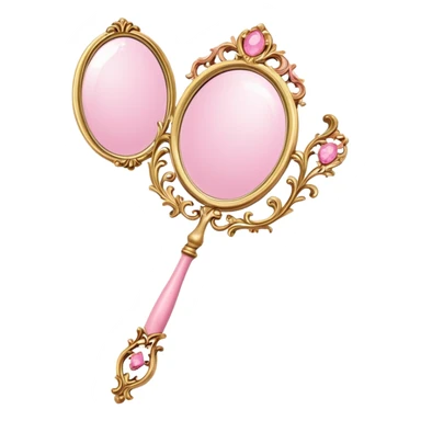 Vintage rococo handmirror pink gold sticker