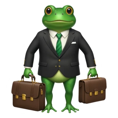 frog with a suit and tie and a briefcase sticker