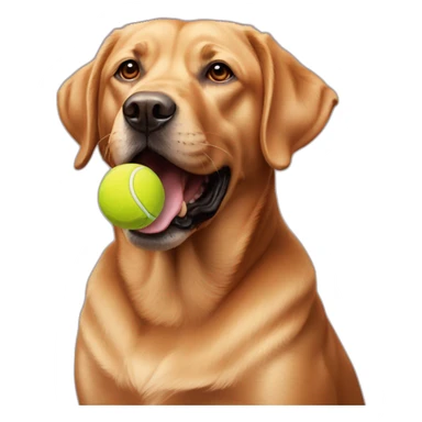 Red labrador with a tennis ball on his mouth sticker