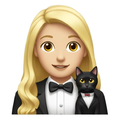 blonde girl with black tuxedo cat sticker