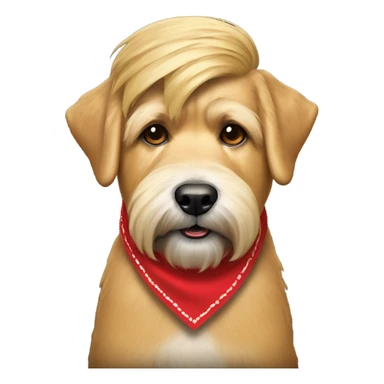 President Donald trump with wheaten terrier wearing a red bandana sticker