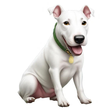 White bull terrier with pile of cash money  sticker