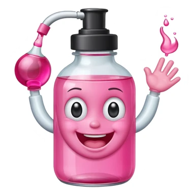 Smiling freaky baby oil bottle pink sticker