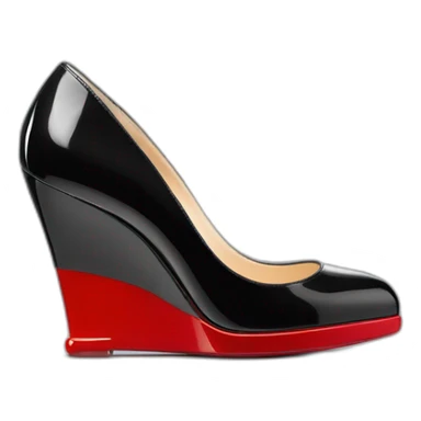 One WEDGE heel LOUBOUTIN black leather PATENT sticker