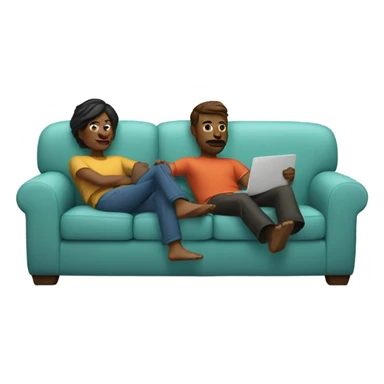 Two people laying on a couch sticker