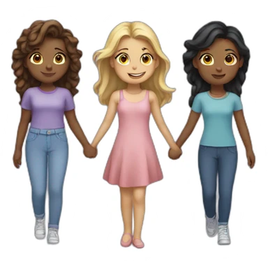 Four girls holding hands  sticker