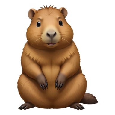 cinematic-capybara-realistic-full-body-sitting-emoji,-plump-and-relaxed-body-soaking-in-the-warm-sun,-short-brown-fur-slightly-ruffled,-head-tilted-dramatically,-calm-expressive-eyes-exuding-serene-wisdom,-simplified-yet-realistic-focused-features,-highly-detailed,-glowing-with-an-almost-sarcastic-glow sticker