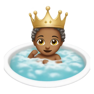 cutе baby girl in the bath with crown sticker