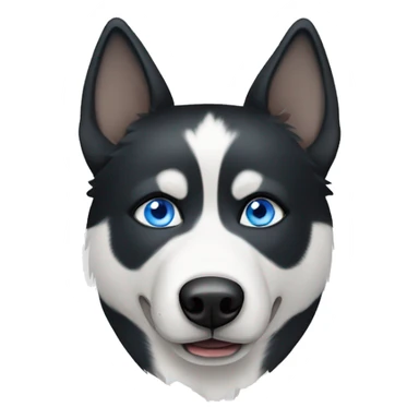 black white husky with one blue eye sticker
