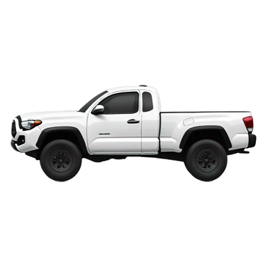 extended cab white toyota tacoma style pick up truck with black tires sticker