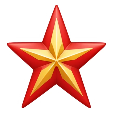 a twelve point star with slightly rounded borders, red sticker