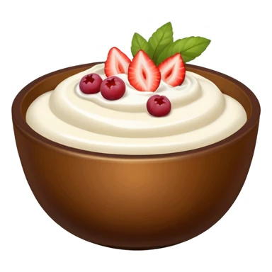 Brown bowl with yogurt and fruit in it sticker