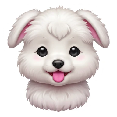 a white cute baby dog with a little gray stain on one eye sticker