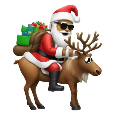 santa clause on a reindeer pooping with sunglasses  sticker