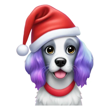 Lisa frank Christmas dog with Santa hat sticker