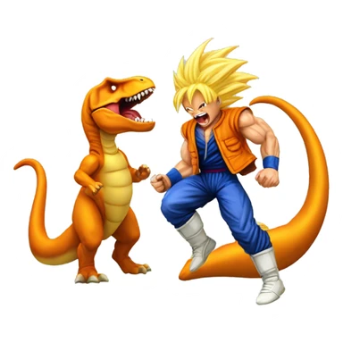 Super sayian Goku fighting a T. rex  sticker