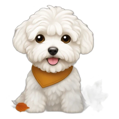 White maltipoo with autumn leaves sticker