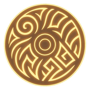 A minimalist CD disc with tribal pattern, glowing effect sticker