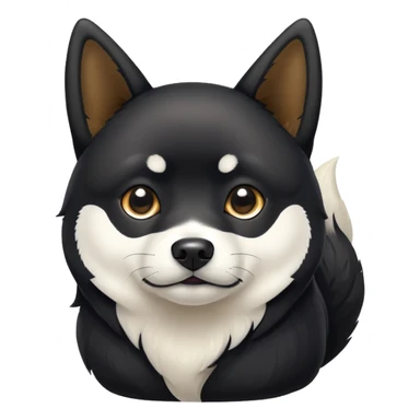 black Shiba Inu dog with pointed ears and curled tail sticker