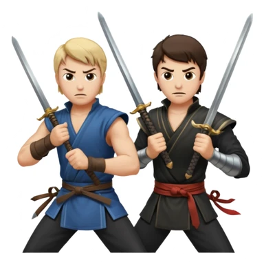 two men fighting a duel with swords sticker