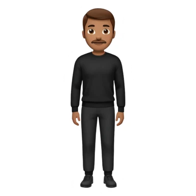 man with mustache, brown hair, 33years old, shirt, high temple Black pullover with a white shirt underneath and black fabric trousers 👕🖤👖 sticker