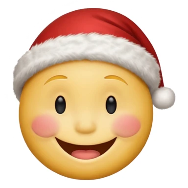 smiley face with closed eyes in a red Christmas hat sticker
