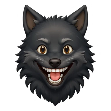 a black wolf laughing really hard sticker