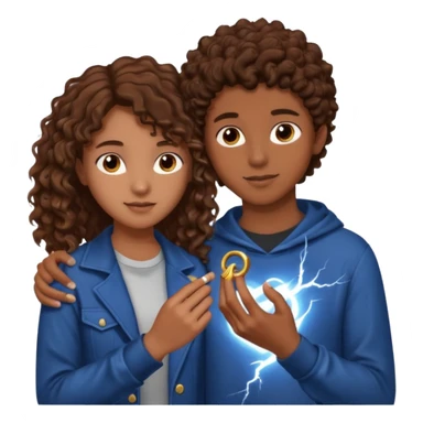a 15 year old girl with brown curly hair but she has lightnings in it with a brown haired boy who gave her a promise ring sticker