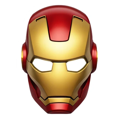 Iron Man helmet face, red and gold metal mask with glowing eyes sticker