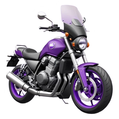 Créer un emoji copiable sur mon système iOS avec une moto mt07 noir mate nacré violet foncée. Mets une nuance intense de le violet foncée et le style de la mt07 doit être en roadster  sticker