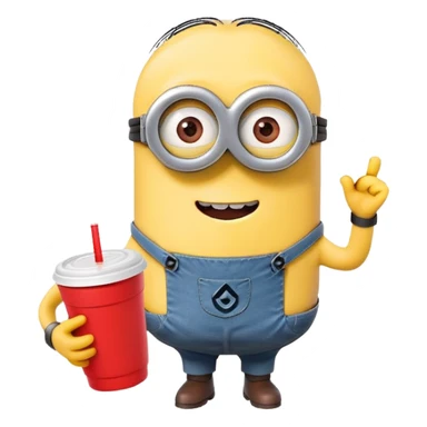 minion holding a red cup in its right hand sticker