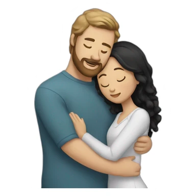 White man brown beard and hair hugging woman with long black hair sticker
