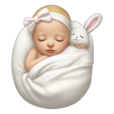 Sleeping white Newborn with bunny headband sticker