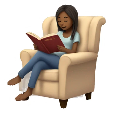 Girl under blanket reading a book on cozy chair next to fireplace sticker
