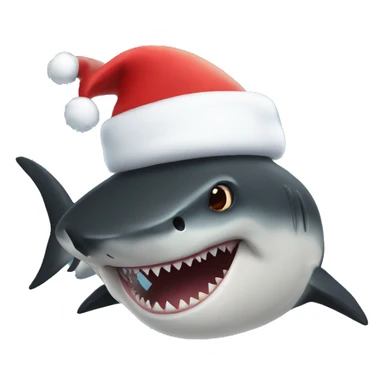 Black shark with Santa hat sticker