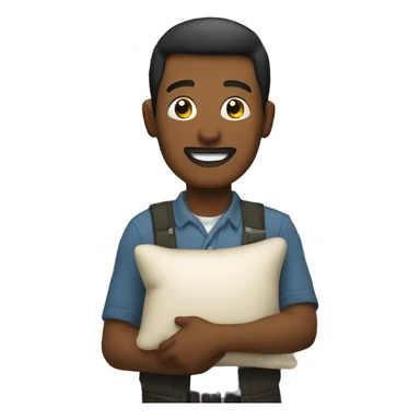 storekeeper holding pillows sticker
