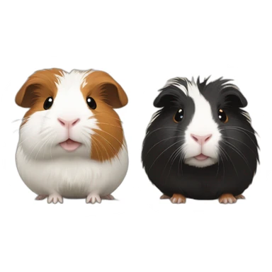 Soft brown guinea pig and crazy hair white and black guinea pig sticker
