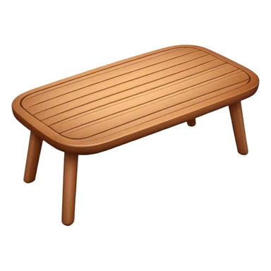A 3D wooden table with subtle wood texture, rounded corners, gentle highlights, and a slightly angled perspective, matching the realistic-yet-simple style of the '🪑' chair emoji; medium brown tones, minimal details, emoji-friendly design. sticker