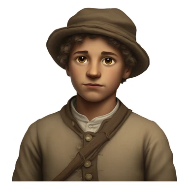 19th century peasant boy photorealistic serious sticker