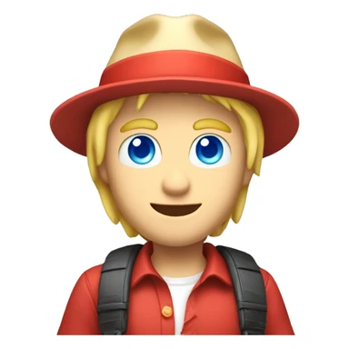 blond guy with blue eyes and hat red playing video games manette  nintendo sticker