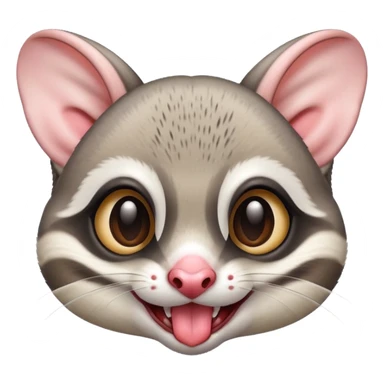 cute sugar glider head only, tongue out, classic emoji style, bright and playful sticker