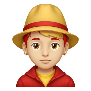 Boy wearing a nose ring and hat with yellow & RED SKIN sticker