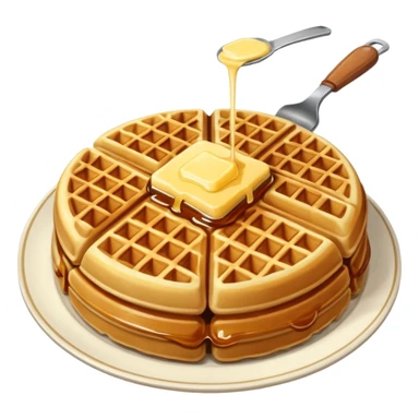 create a waffle on a plate with butter emoji sticker