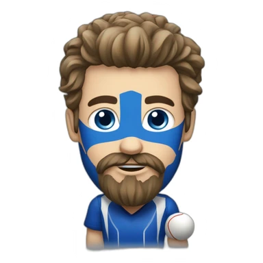 Hockeyeurs barbu habillé de bleu qui cherche la bagarre sticker