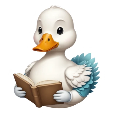 white duck holding book sticker