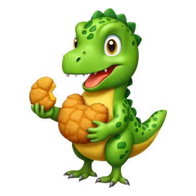 Dino holding a chicken nugget  sticker