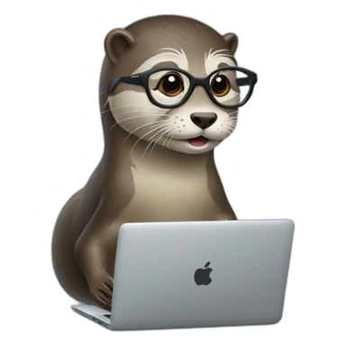 female vet otter with glasses use a macbook sticker