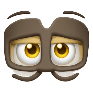 Una carita amarilla y redonda con cubrebocas que esté arrugando la nariz y encarnando una ceja sticker